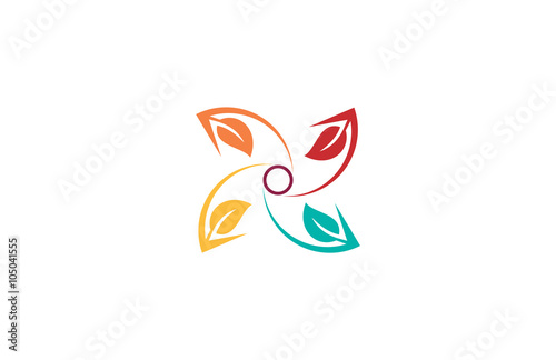 circle leaf arrow colorful logo