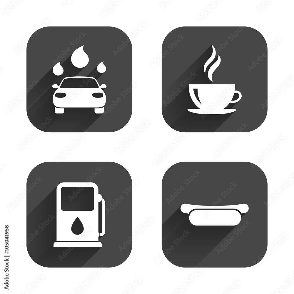 Petrol or Gas station services icons. Car wash. Petrol or Gas station services icons. Car wash.