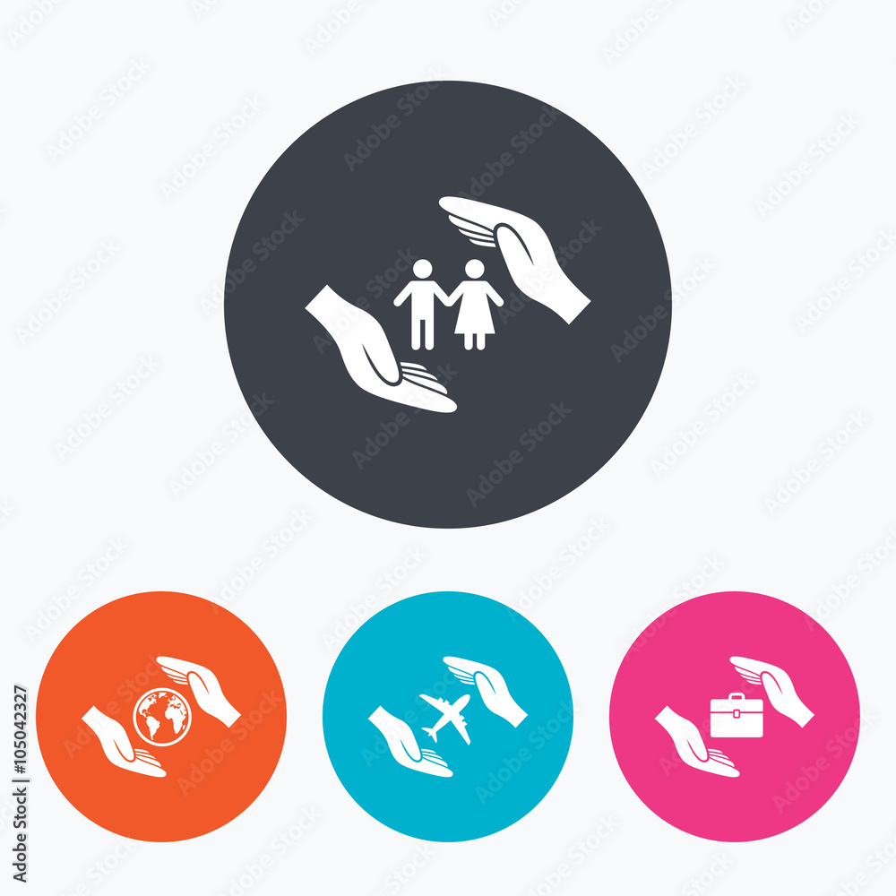 Hands insurance icons. Human life-assurance. Hands insurance icons. Human life-assurance.