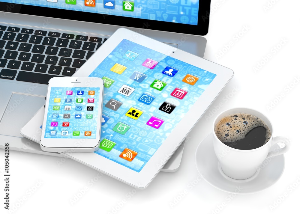 Laptop, phone and tablet pc. Laptop, phone and tablet pc.