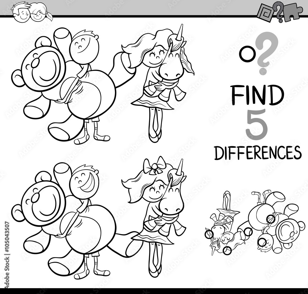 find differences coloring book Stock Vector | Adobe Stock