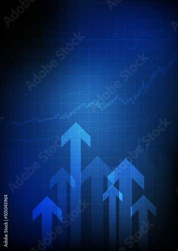 Vector : Candle sticks and bar chart with arrows on business bac