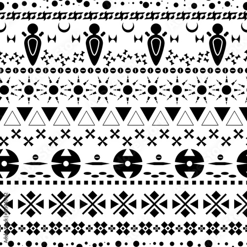 ethnic seamless pattern black white vector
