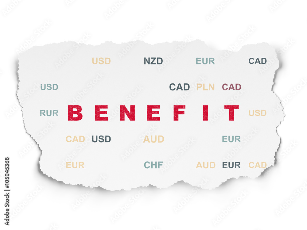 Finance concept: Benefit on Torn Paper background