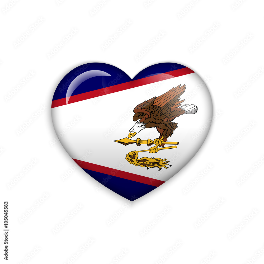 Fototapeta premium Love American Samoa symbol. Heart flag icon. Vector illustration.
