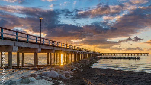 Coastal landscape with a famous marine wharf in Palanga  Baltic Sea  Europe