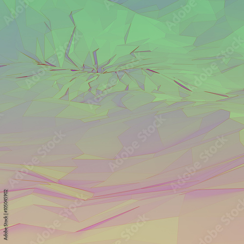 Geometric, abstract background landscape pattern with greens and pinks.