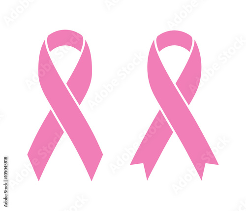 Photo Pink ribbons isolated on white (Breast Cancer Sign)