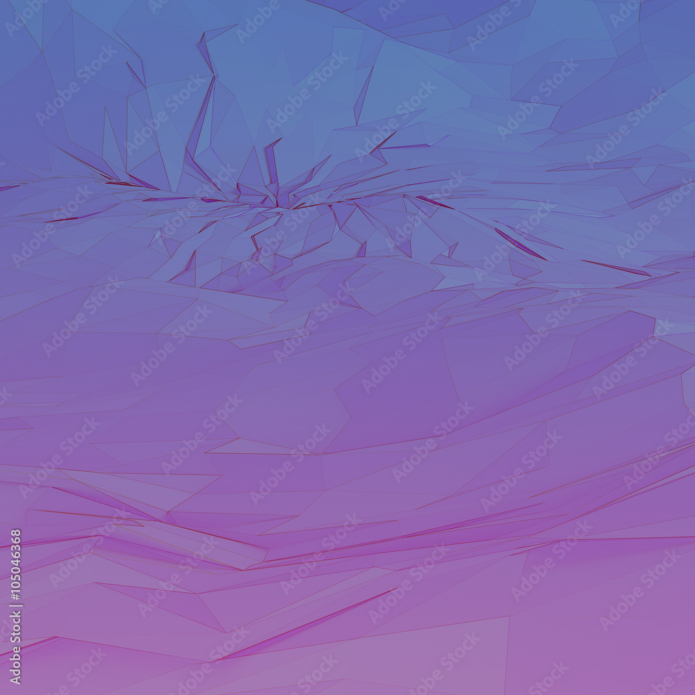Fototapeta premium Geometric, abstract background landscape pattern with blues and pinks.