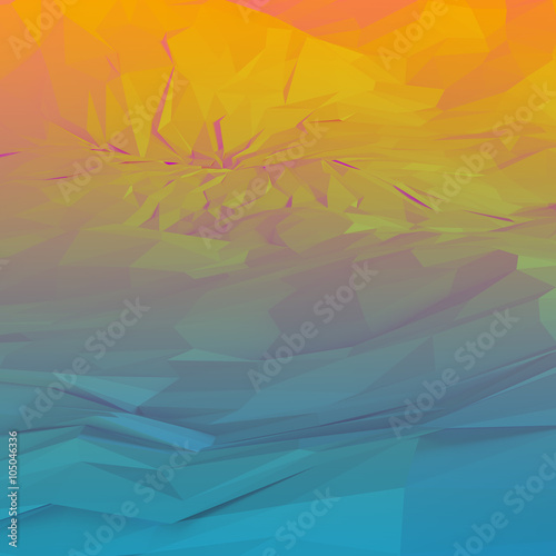 Geometric, abstract background landscape pattern with oranges and blues.