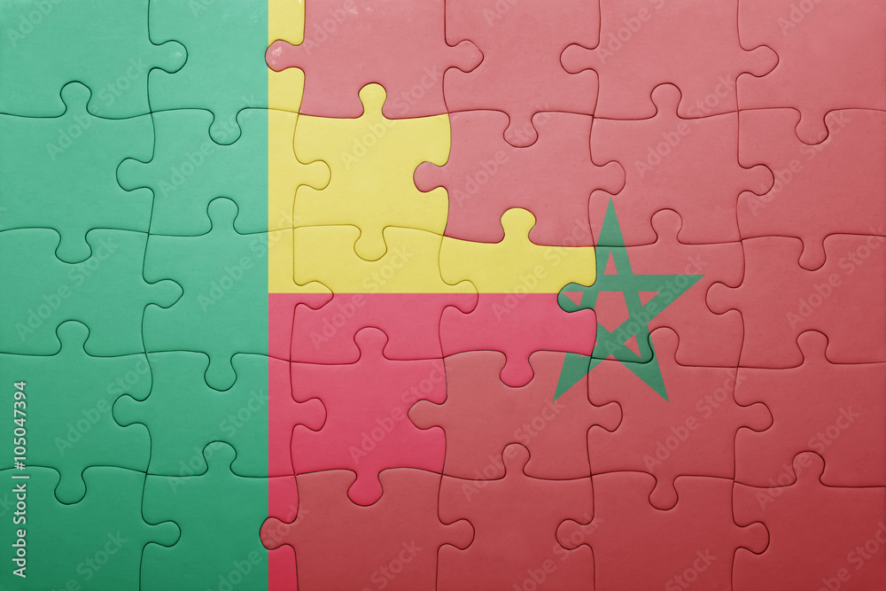 puzzle with the national flag of morocco and benin .