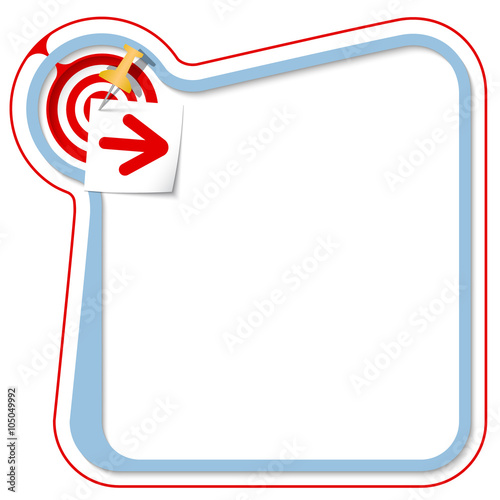 Blue frame for your text with the tack, target and arrow