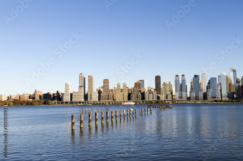 Scenic view of the New York Manhattan skyline seen from across t