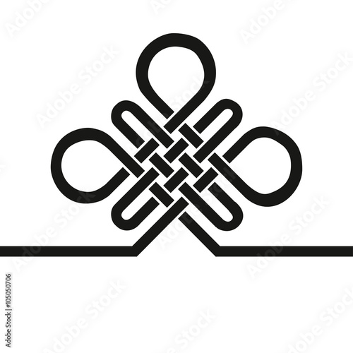 Auspicious Endless knot.Buddhist symbol.Black template