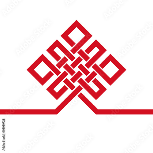 Auspicious Endless knot.Buddhist symbol.Red template