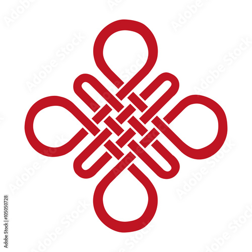 Auspicious Endless knot.Buddhist symbol.Red