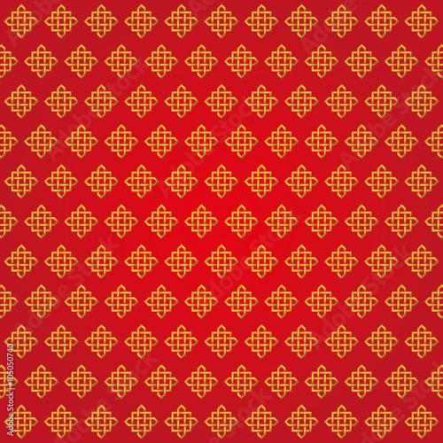 Auspicious Endless knots Chinese pattern.Red,Gold