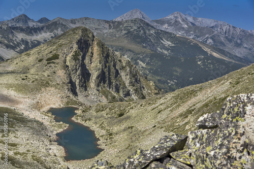 Amazing panorama from Polezhan peak to Gazey peak, Pirin Mountain, Bulgaria