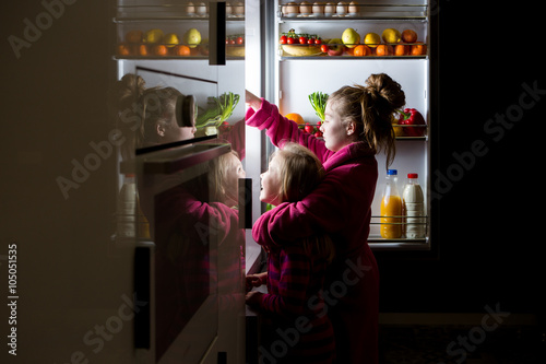 midnight snack, looking into fridge 
