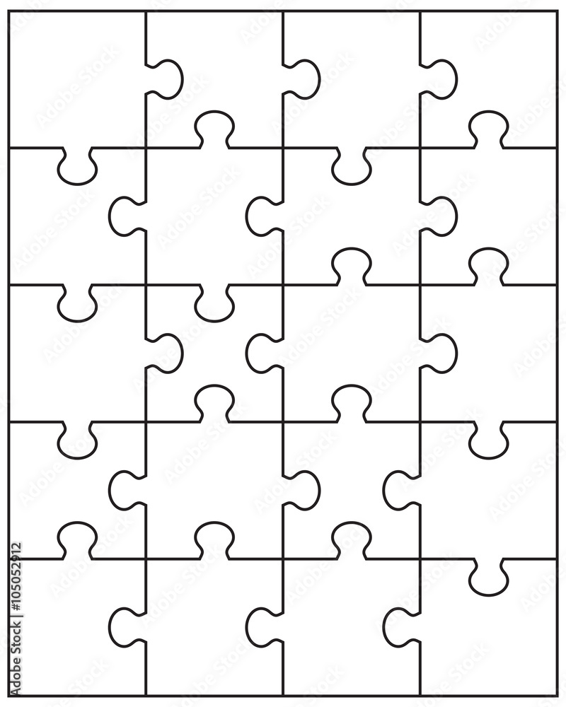 Vector illustration of white puzzle, separate parts