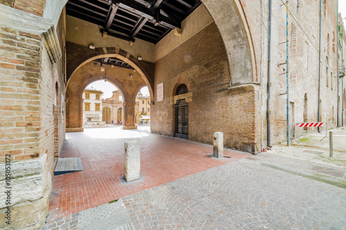 colonnade overlooking the medieval square in Rimini
