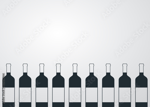 Icono plano botellas de vino alineadas sobre fondo degradado #2