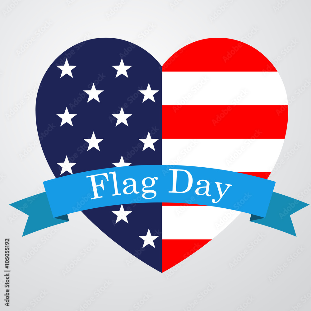 Icono plano Flag Day en corazon bandera USA #1 Icono plano Flag Day en corazon bandera USA #1