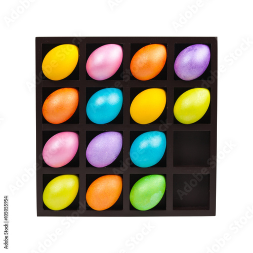 Decorative Easter Eggs Isolated on White. Selective focus.