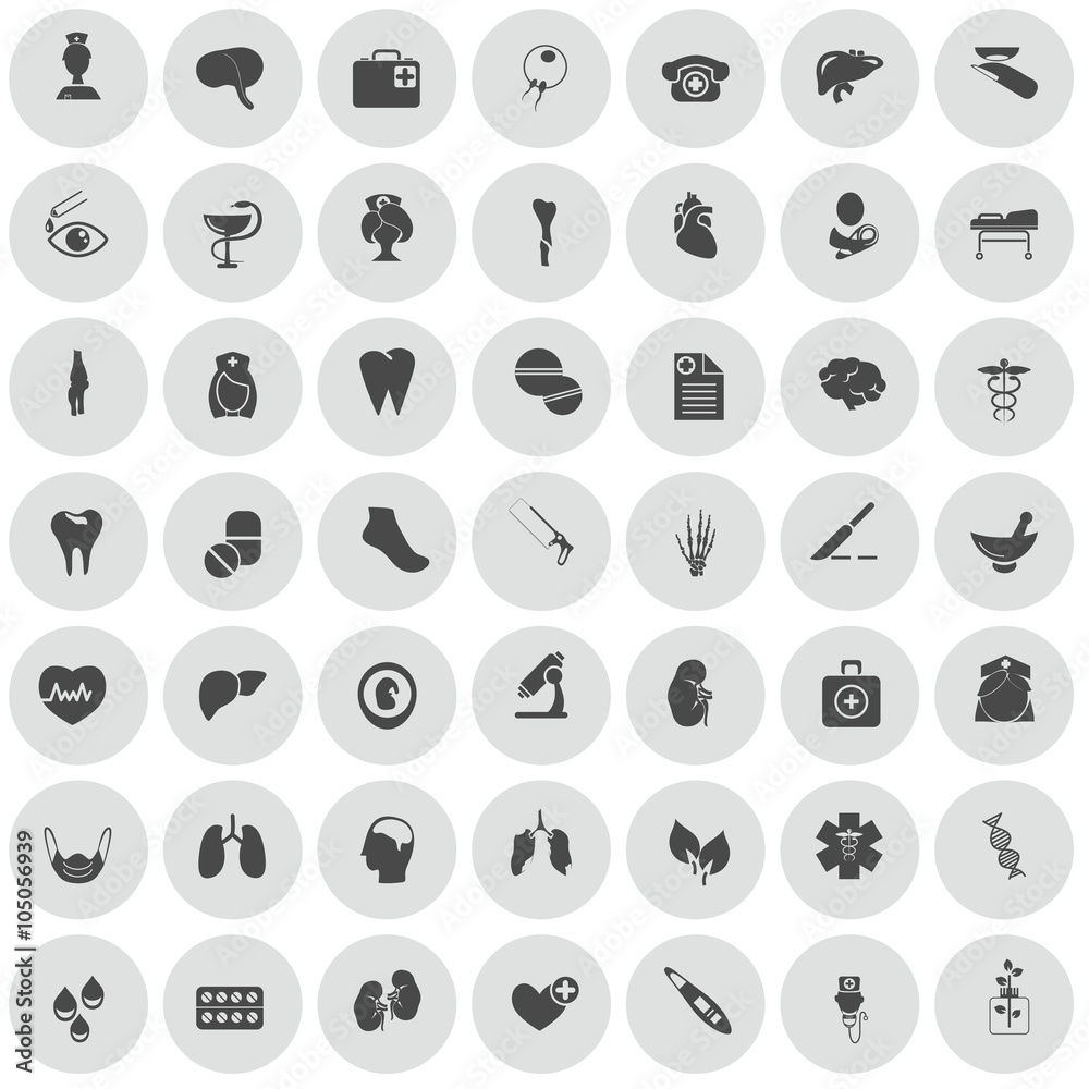 Set of forty nine medicine icons Set of forty nine medicine icons