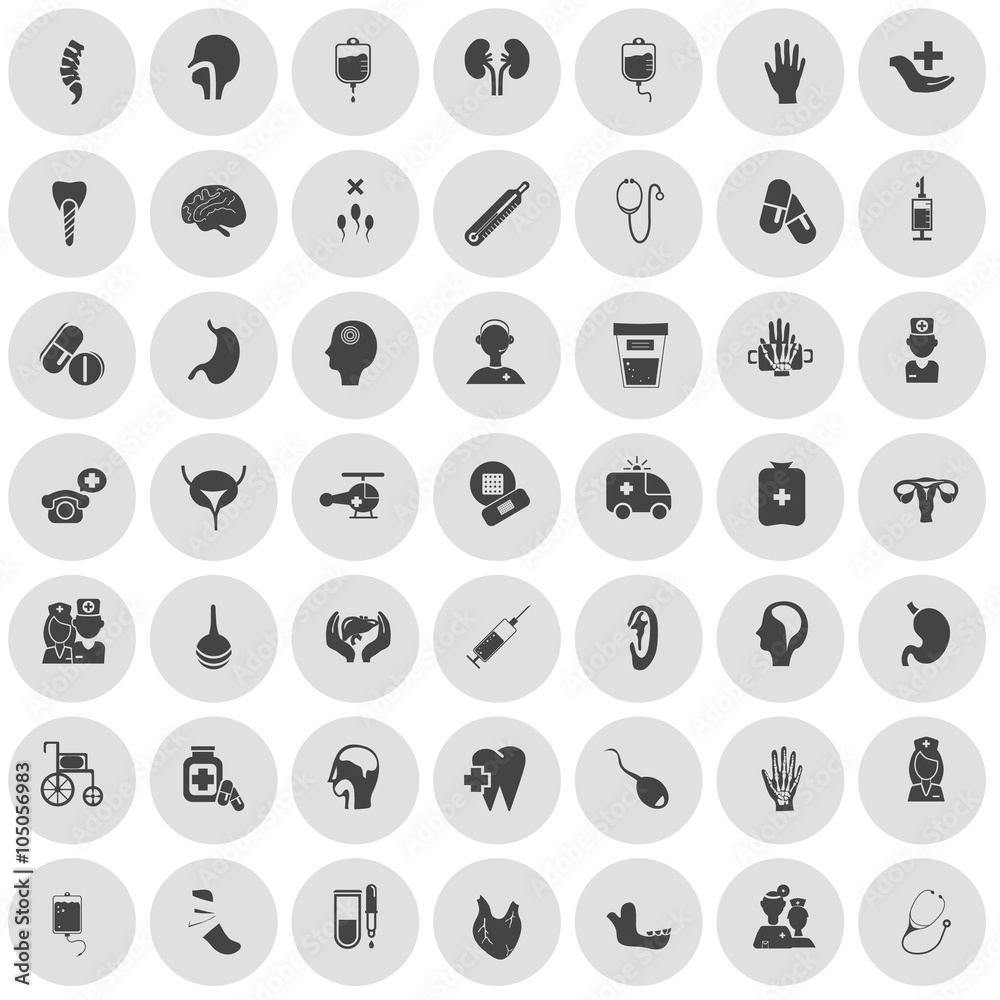 Set of forty nine medicine icons Set of forty nine medicine icons