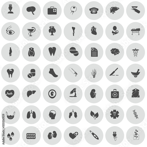 Set of forty nine medicine icons