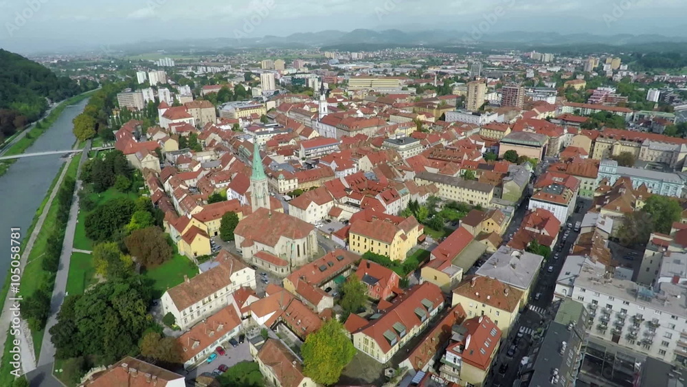 Old town with the church in the middle Old town with the church in the middle