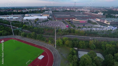 Running track and a park in a huge city photo