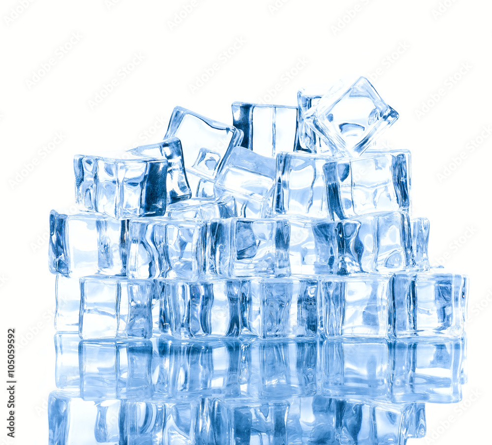 ice cubes on white background