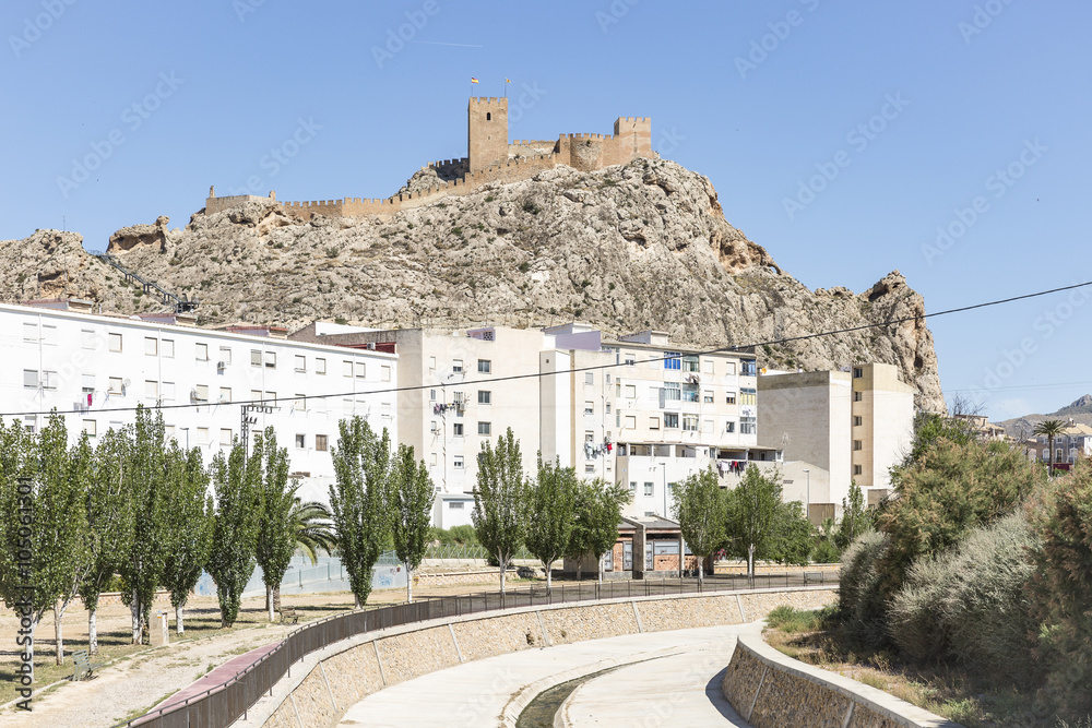 a view of Sax city and the castle, Alicante, Spain