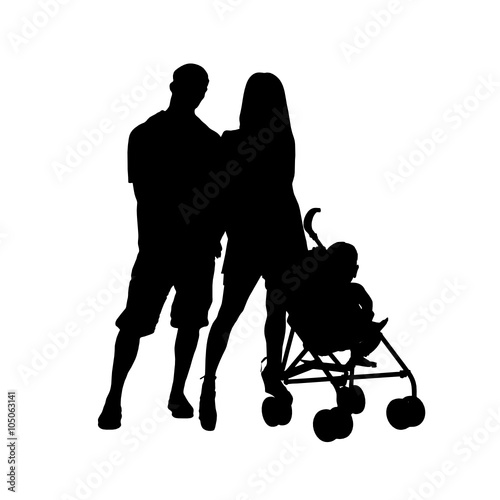 couple wth baby silhouette illustration