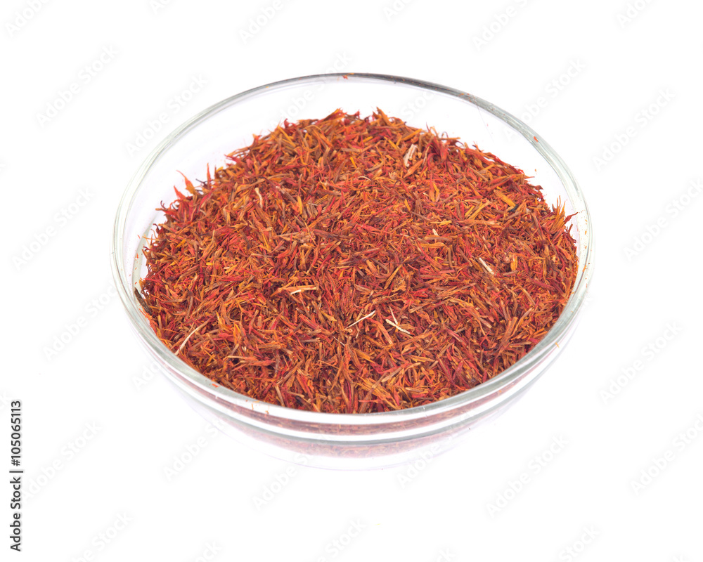 Saffron and bowl separated on white background Saffron and bowl separated on white background