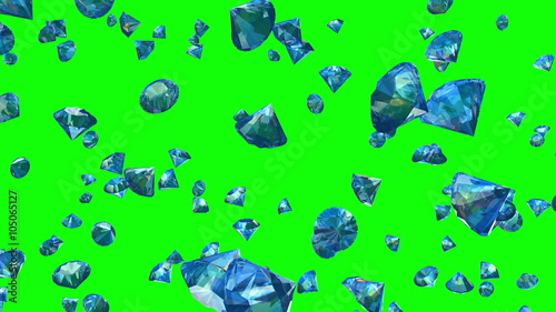 Diamonds Falling on Greenscreen (Loop). Seamlessly loopable realistic animation of falling diamonds. You can replace background with your own footage or graphics.