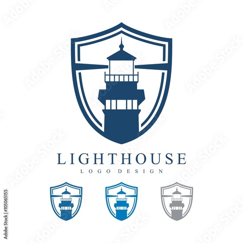 Lighthouse Shield Design Logo