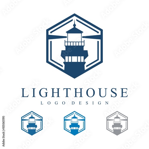 Lighthouse Hexagon Design Logo