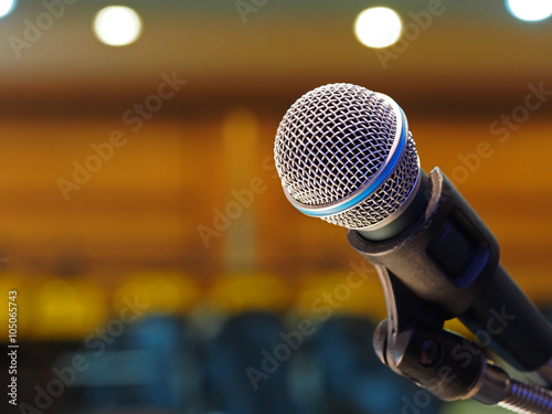 microphone in meeting room with blurred background