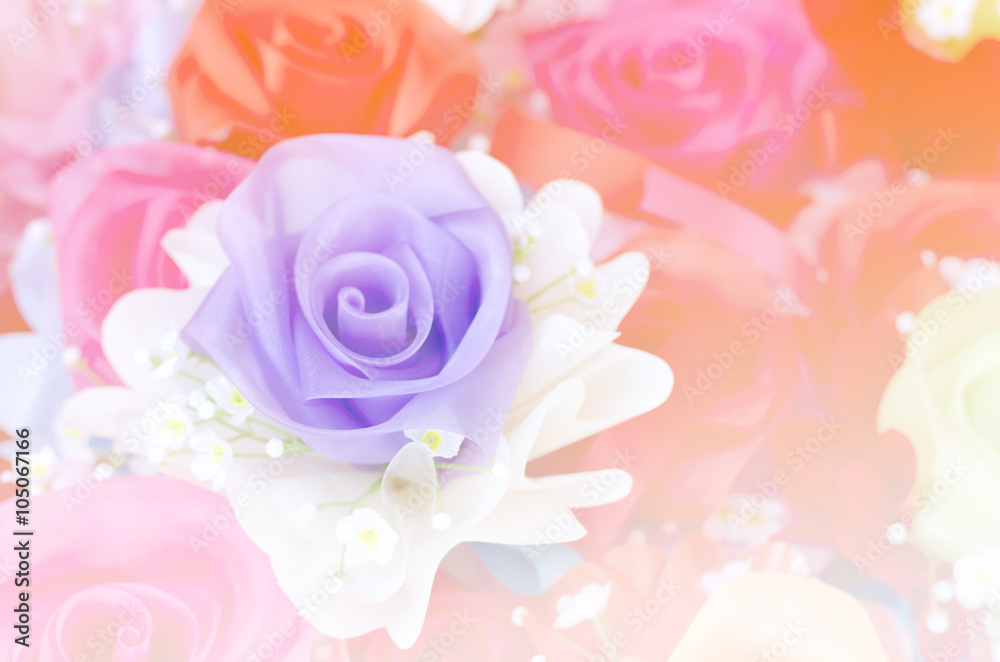 Soft focus of fabric rose bouquet