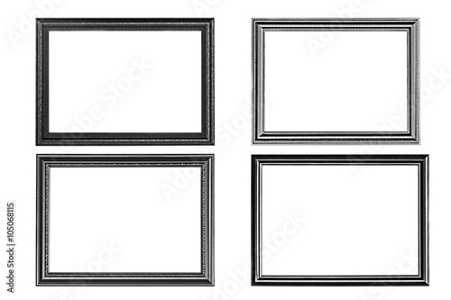 Four old wooden frames isolated on white background
