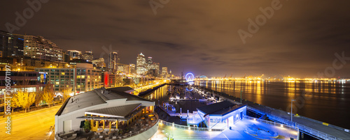 cityscape and night scene of seattle at night