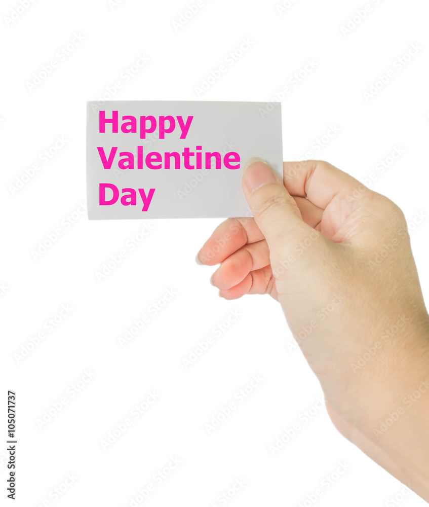 concept photo of right hand hold paper with wording happy valent concept photo of right hand hold paper with wording happy valent