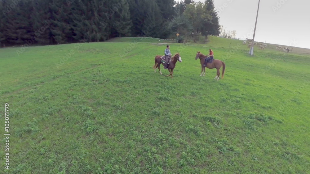 Horseback riding on a beautiful day in nice landscape Horseback riding on a beautiful day in nice landscape