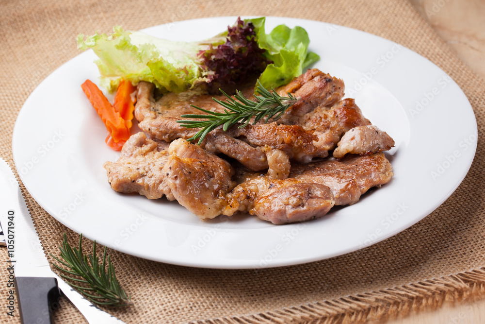 pork chop with vegetable and rosemary