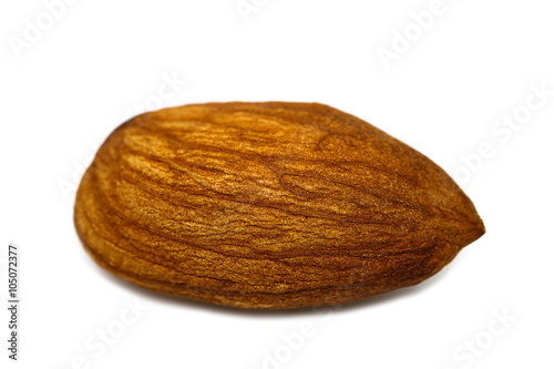One almond isolated on white background