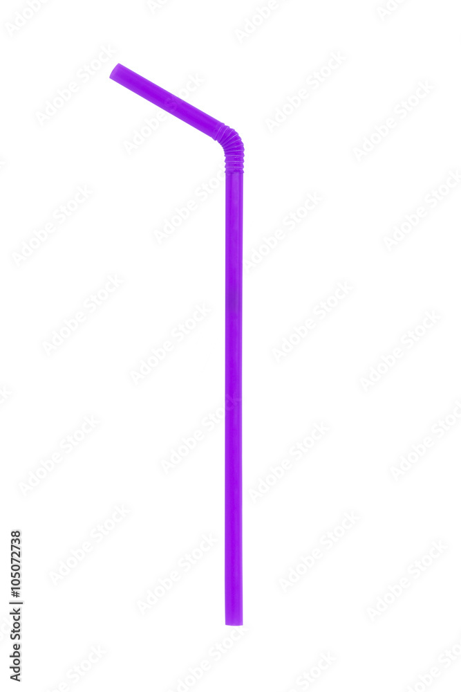 Purple straw isolated on white