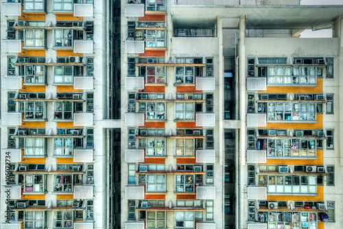 Old Crowded Apartments in Hong Kong photo